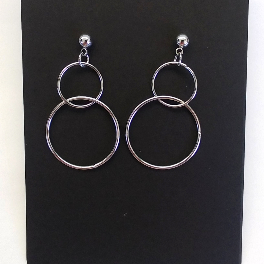 Stainless steel double hoop studs